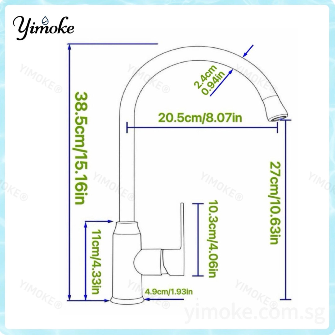 YIMOKE CR3831 水龙头尺寸示意图