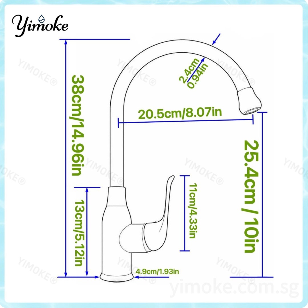 YIMOKE Faucet Dimensions