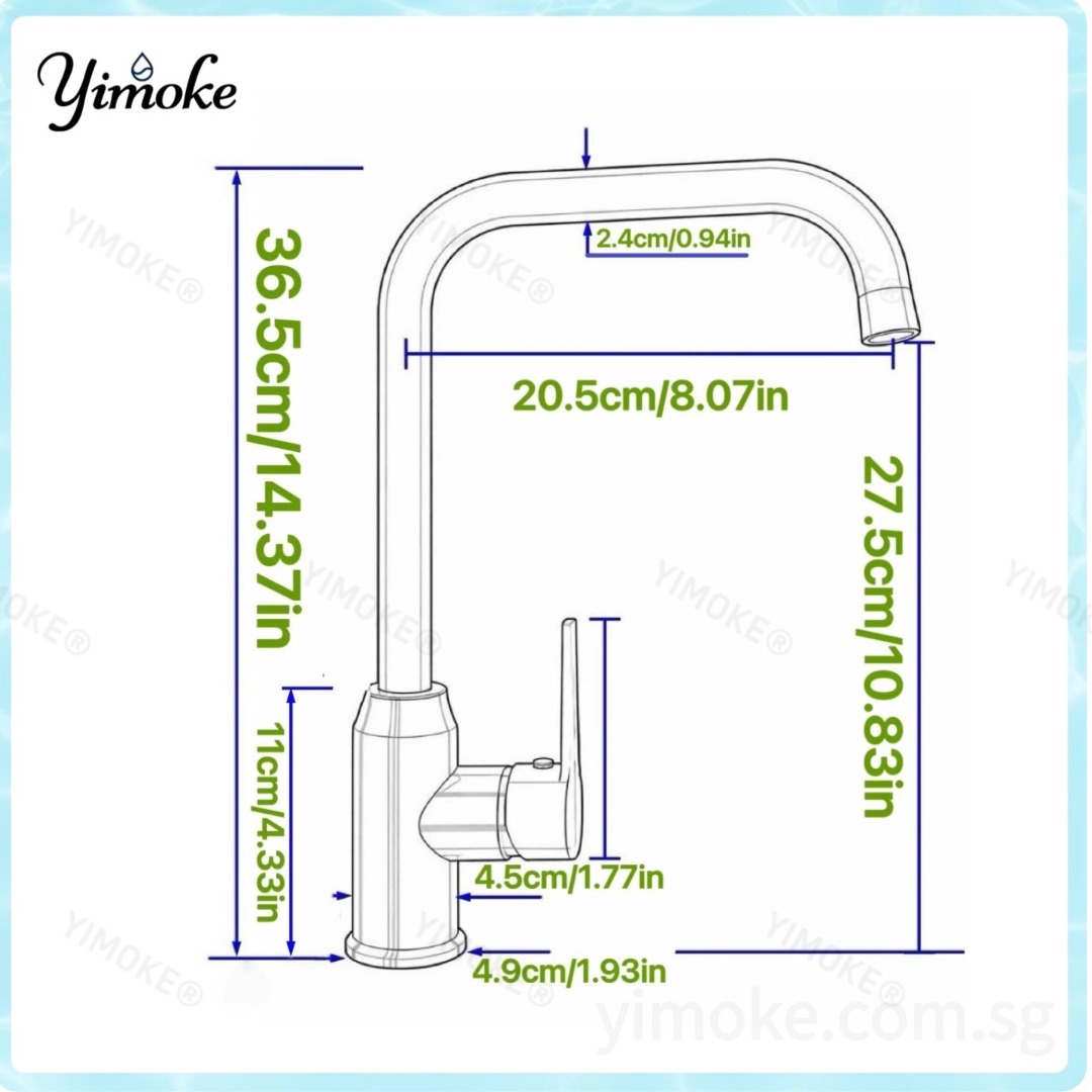 YIMOKE MQ3521 水龙头尺寸示意图