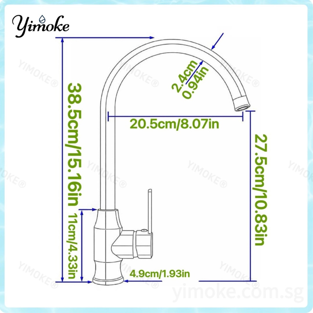 YIMOKE MUC3861 水龙头尺寸图示