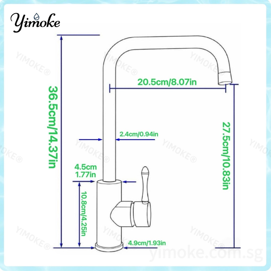 YIMOKE ST3551 水龙头尺寸图示