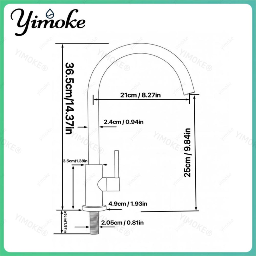 YIMOKE Cold Tap Size Diagram