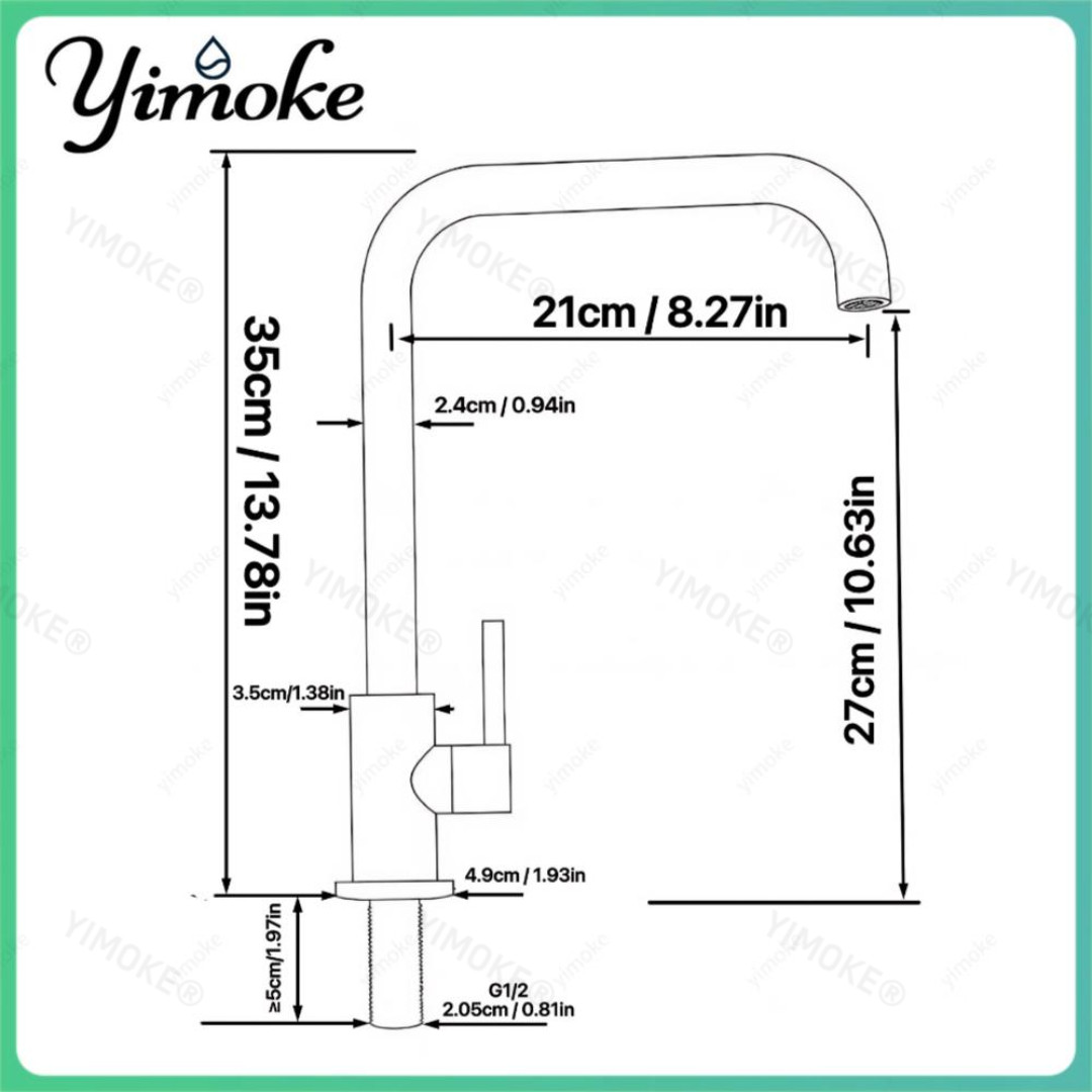YIMOKE Cold Tap Size Diagram