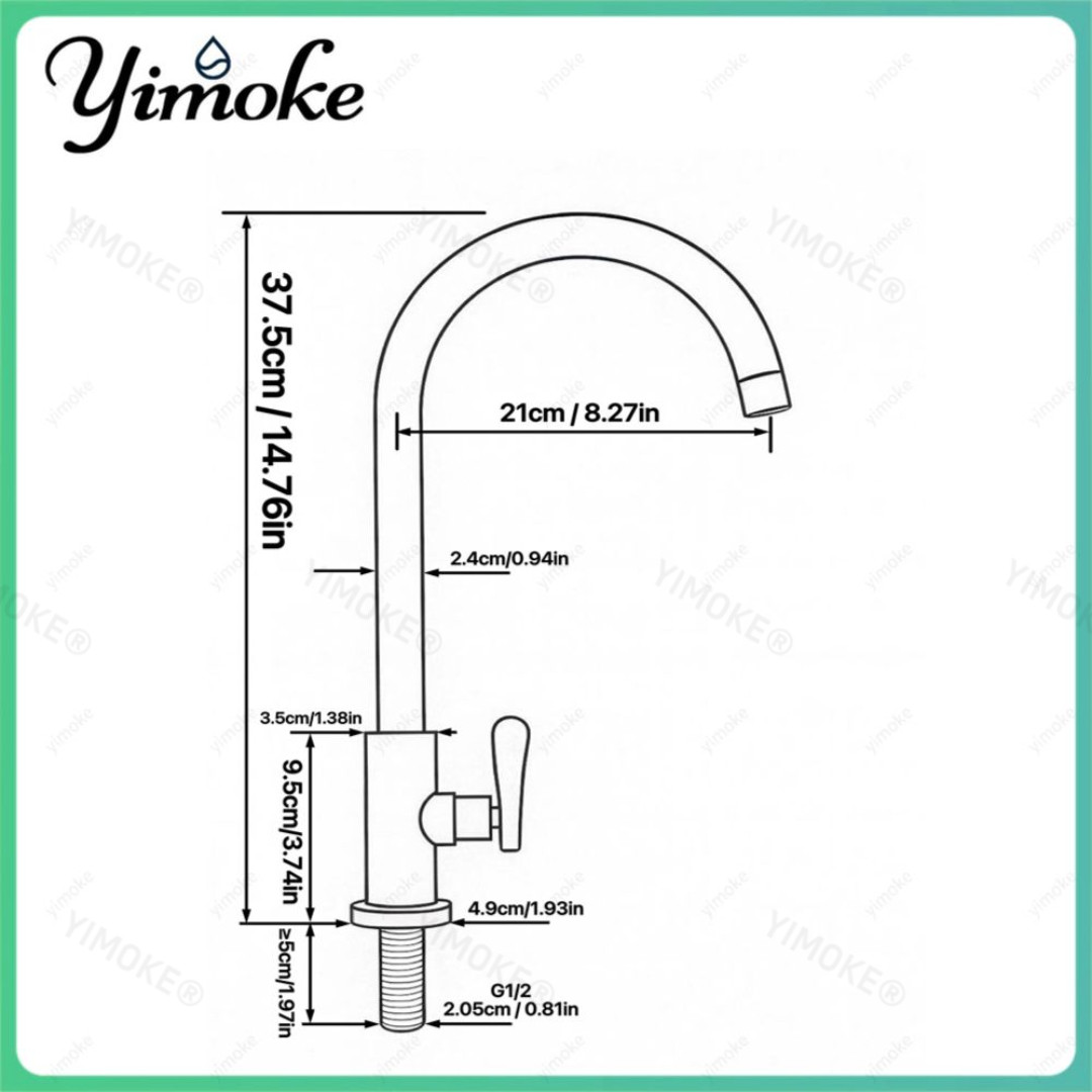 YIMOKE Cold Tap Size Diagram
