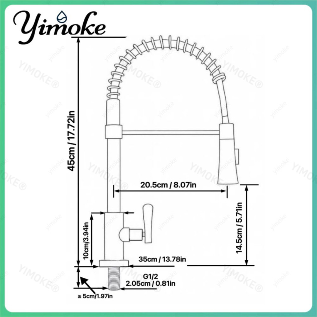 YIMOKE Cold Tap Size Diagram